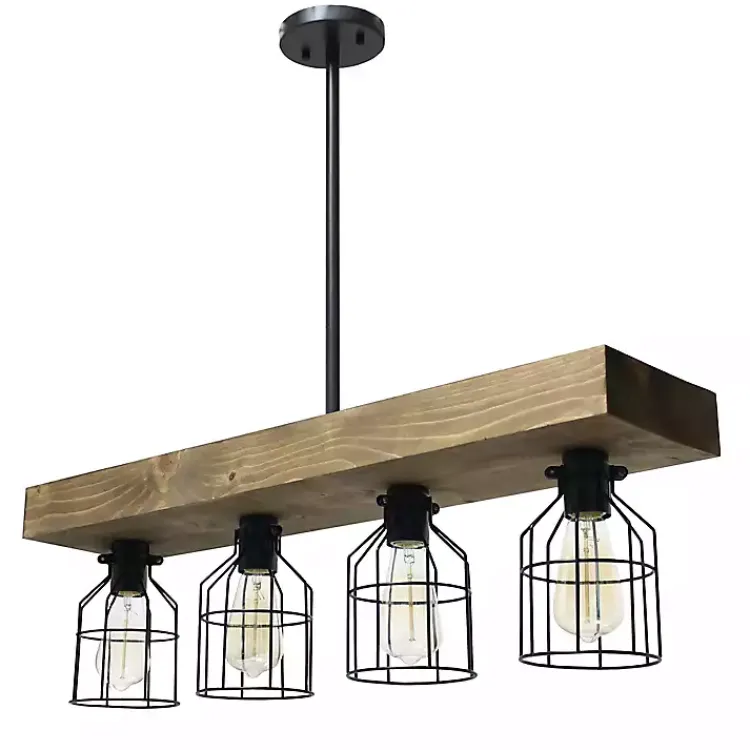Chandeliers & Pendant Lighting-Kirklands Home Restored Wood 4-Light Pendant Light