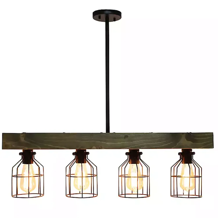Chandeliers & Pendant Lighting-Kirklands Home Restored Wood 4-Light Pendant Light