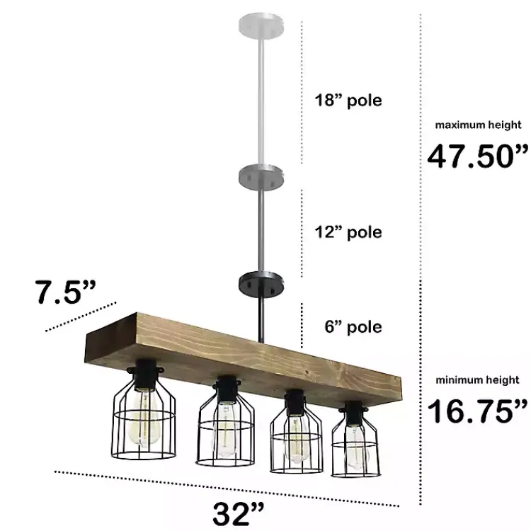 Chandeliers & Pendant Lighting-Kirklands Home Restored Wood 4-Light Pendant Light