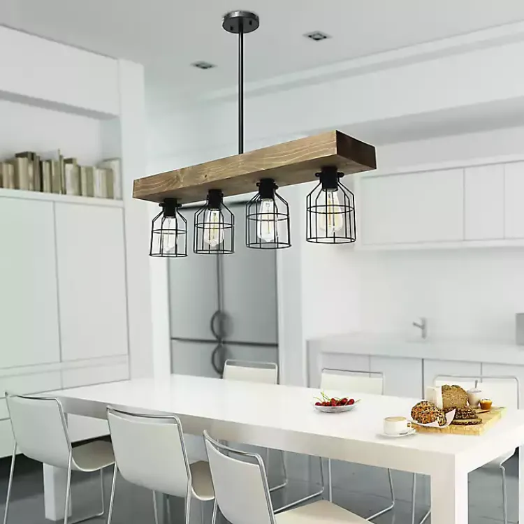 Chandeliers & Pendant Lighting-Kirklands Home Restored Wood 4-Light Pendant Light