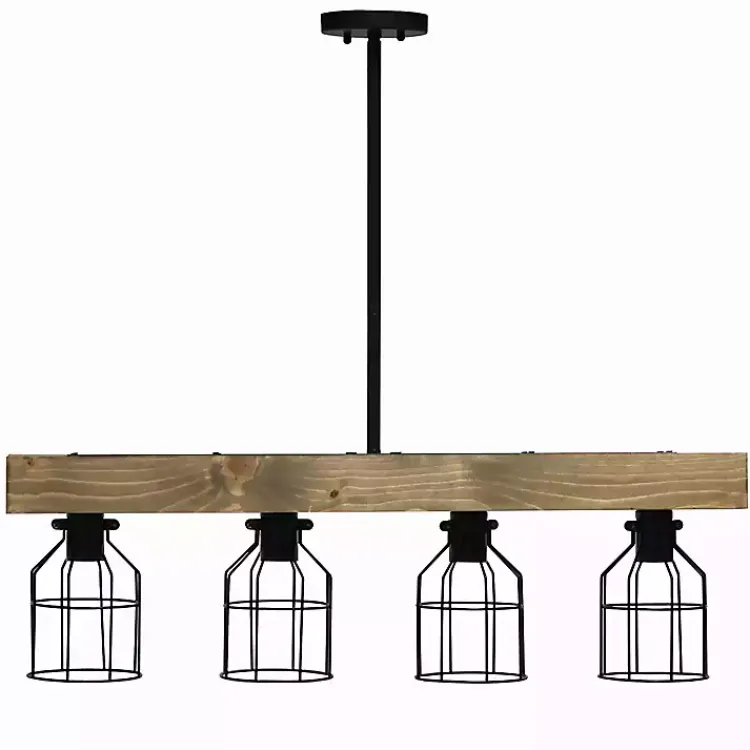 Chandeliers & Pendant Lighting-Kirklands Home Restored Wood 4-Light Pendant Light