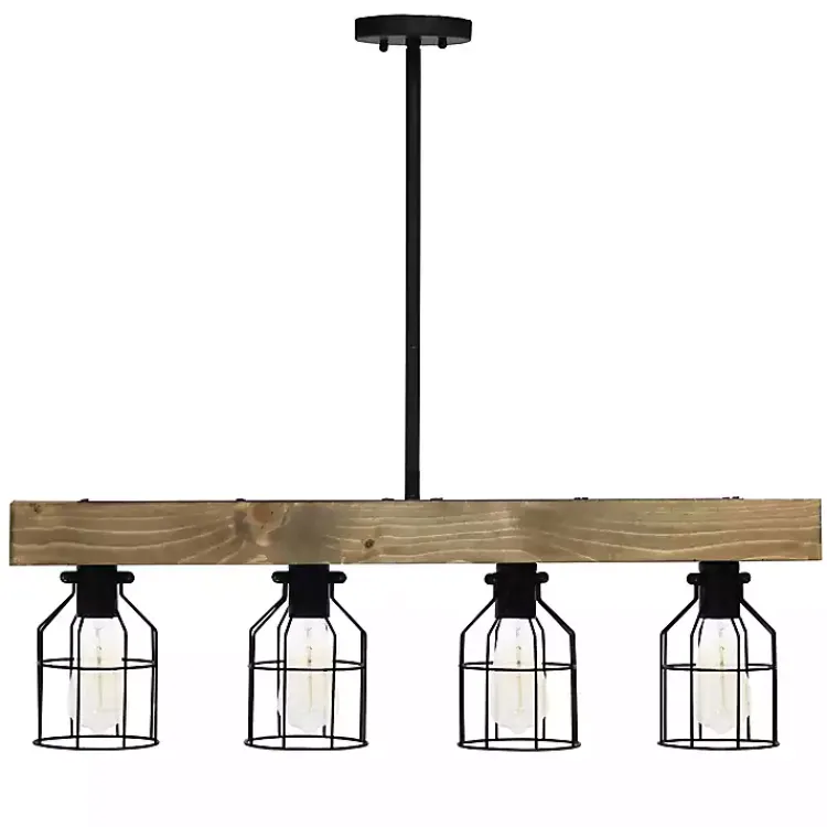 Chandeliers & Pendant Lighting-Kirklands Home Restored Wood 4-Light Pendant Light