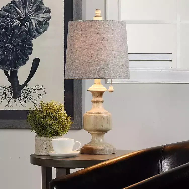 Table Lamps-Kirklands Home Distressed Urn Resin Table Lamp Gray