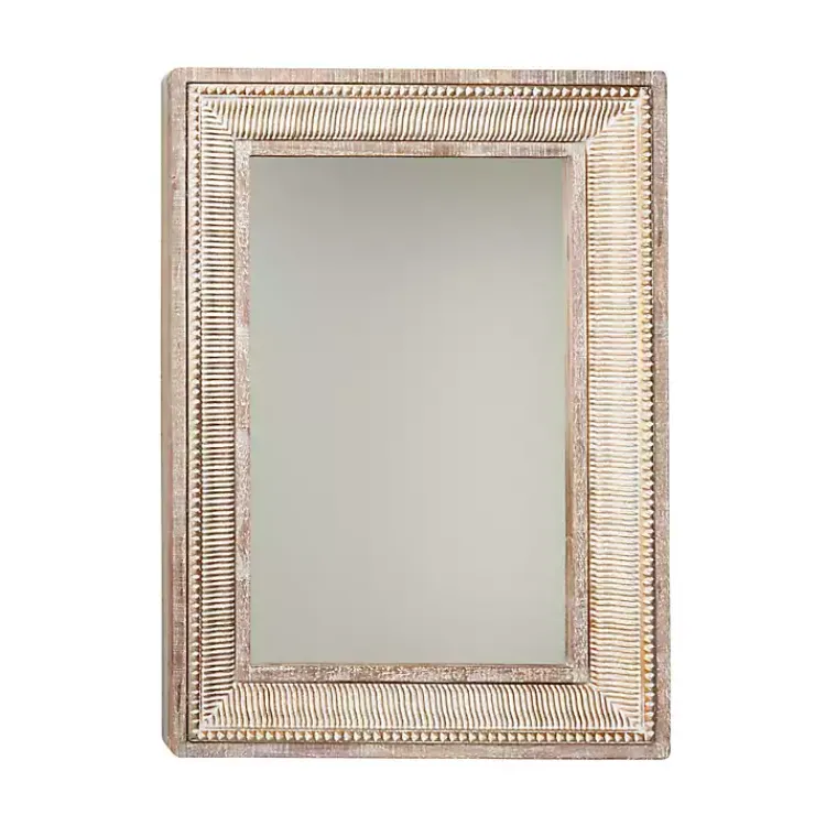 Decorative Mirrors-Kirklands Home Gold and White Washed Carved Frame Mirror