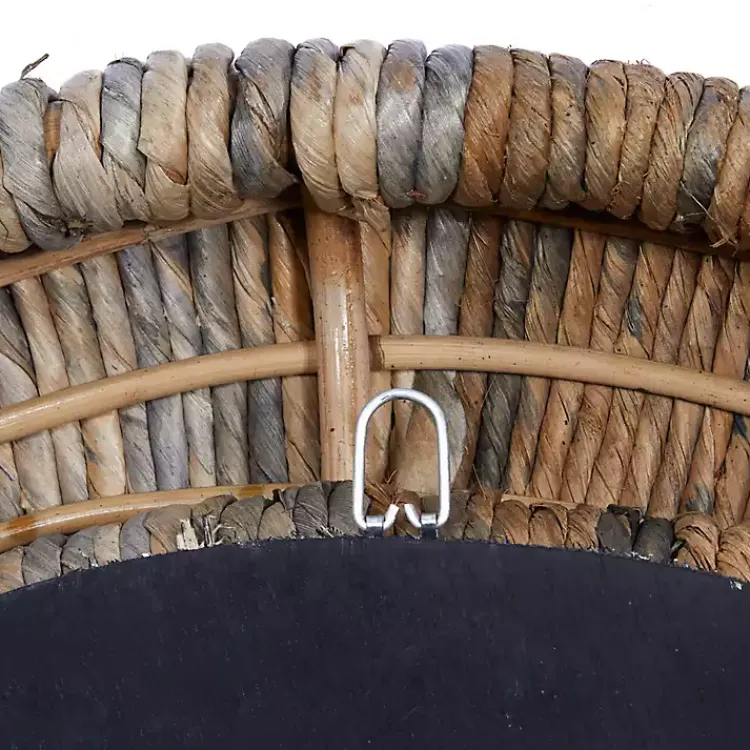 Decorative Mirrors-Kirklands Home Round Teak Wood Coiled Tampar Frame Mirror