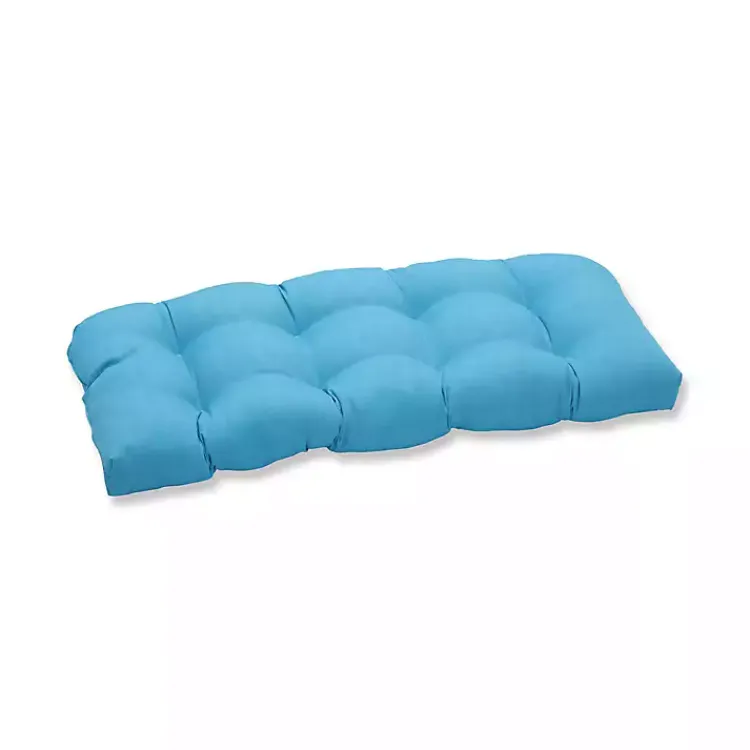Outdoor Cushions & Pillows-Kirklands Home Turquoise Tufted Outdoor Loveseat Cushion Blue