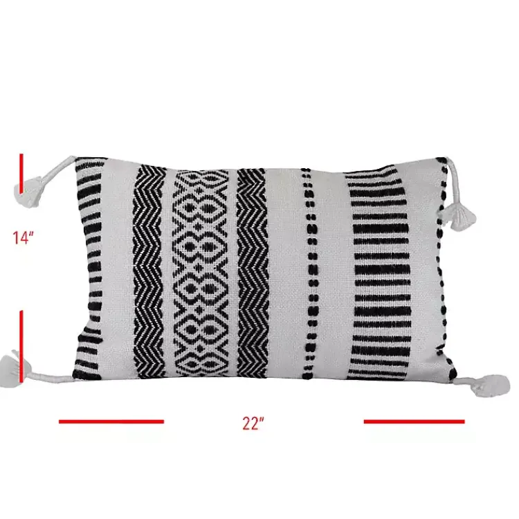 Outdoor Cushions & Pillows-Kirklands Home Tribal Stripe Tassel Outdoor Lumbar Pillow