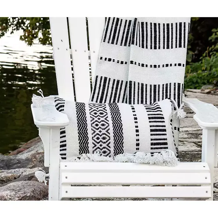 Outdoor Cushions & Pillows-Kirklands Home Tribal Stripe Tassel Outdoor Lumbar Pillow