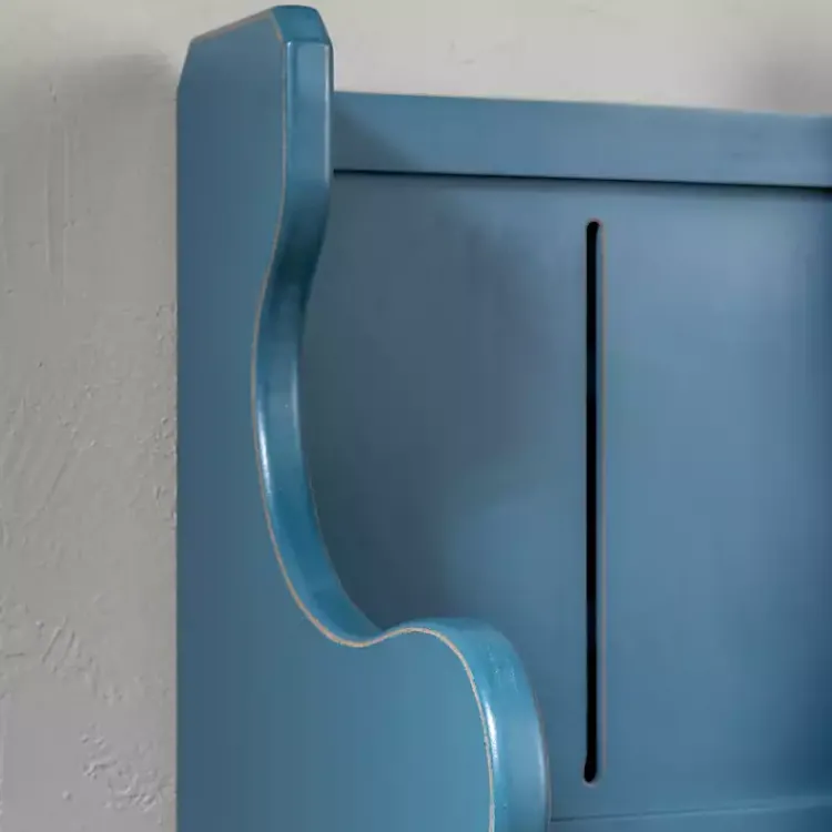 Entryway Furniture-Kirklands Home Carved Wood Pew Bench Blue