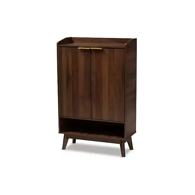 Entryway Furniture-Kirklands Home Dark Walnut 5-Shelf Wooden Shoe Cabinet Brown