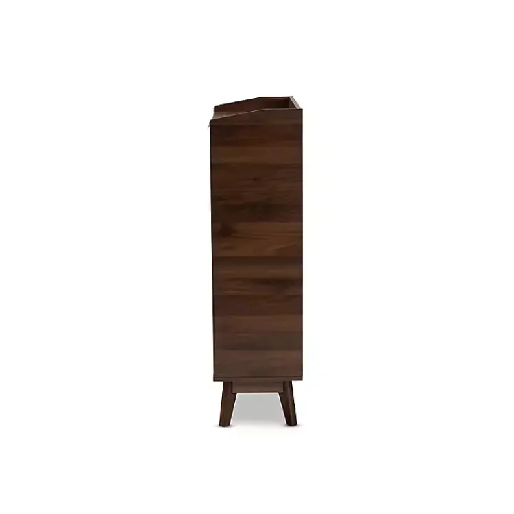 Entryway Furniture-Kirklands Home Dark Walnut 5-Shelf Wooden Shoe Cabinet Brown