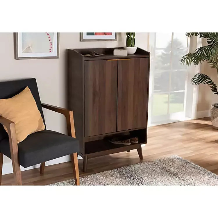 Entryway Furniture-Kirklands Home Dark Walnut 5-Shelf Wooden Shoe Cabinet Brown