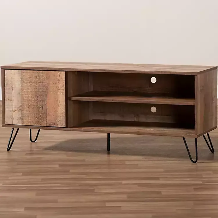 Tv Stands & Media Consoles-Kirklands Home Rustic Oak Wood TV Stand Brown