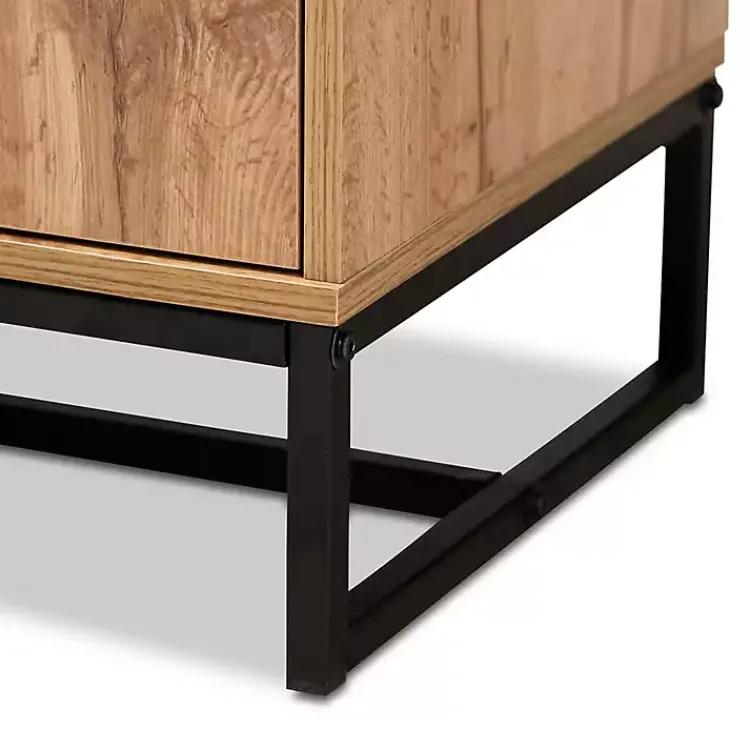 Cabinets & Sideboards-Kirklands Home Oak Wood and Metal Sideboard Buffet