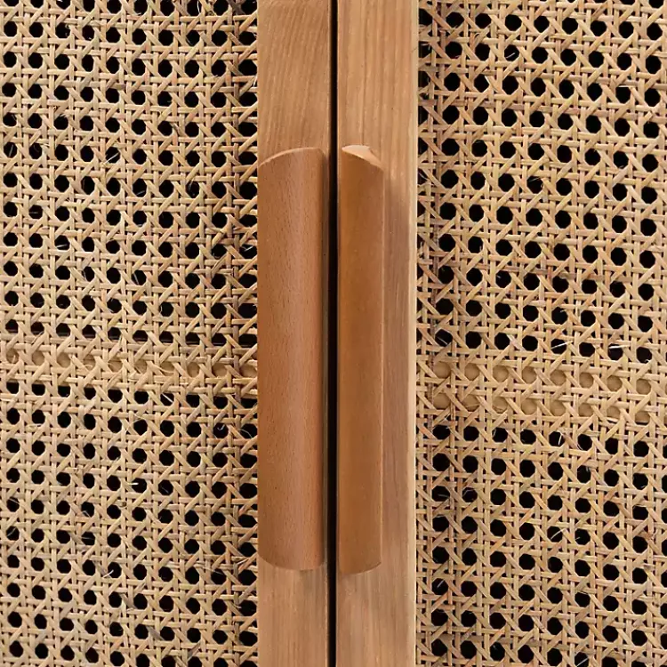 Cabinets & Sideboards-Kirklands Home Medium Oak Rattan 2-Door Cabinet
