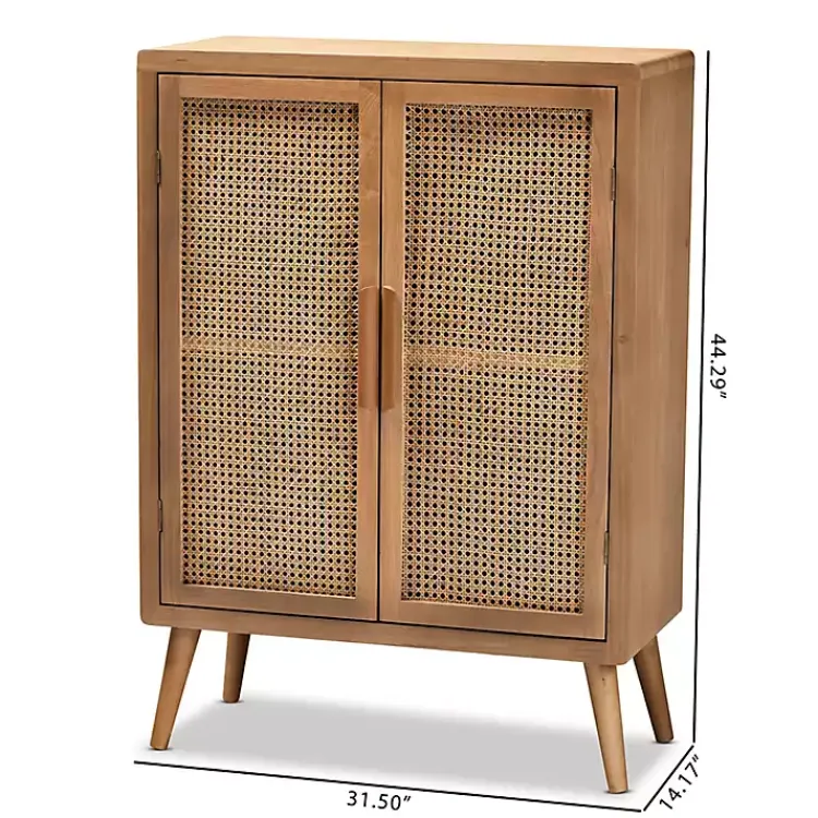 Cabinets & Sideboards-Kirklands Home Medium Oak Rattan 2-Door Cabinet