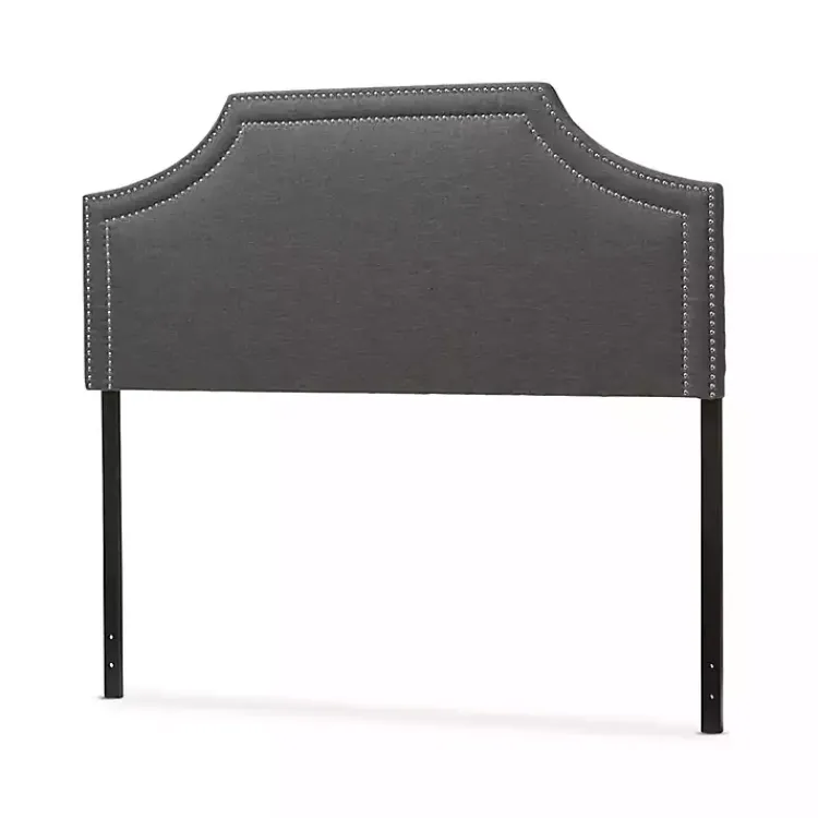 Beds & Headboards-Kirklands Home Dark Scalloped Corner Queen Headboard Gray