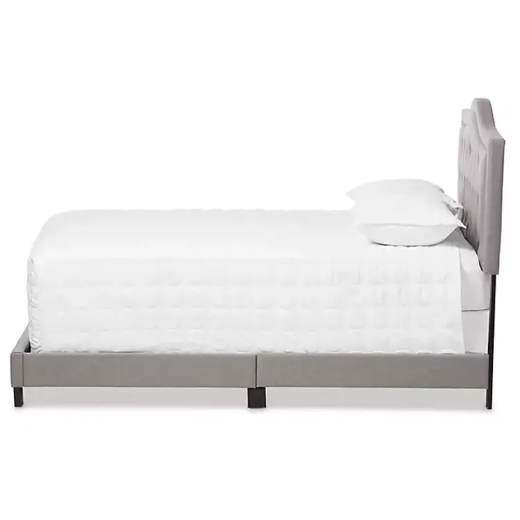 Beds & Headboards-Kirklands Home Mary Light Button Tufted Full Bed Frame Gray