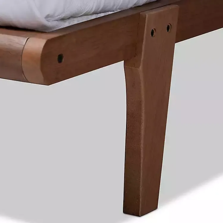 Beds & Headboards-Kirklands Home Walnut Wood Full Platform Bed Brown