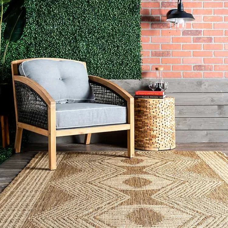 Outdoor Rugs-Kirklands Home Raina Tribal Zig Zag Outdoor Rug, 5x8 Brown