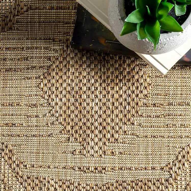 Outdoor Rugs-Kirklands Home Raina Tribal Zig Zag Outdoor Rug, 5x8 Brown