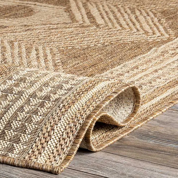 Outdoor Rugs-Kirklands Home Raina Tribal Zig Zag Outdoor Rug, 5x8 Brown