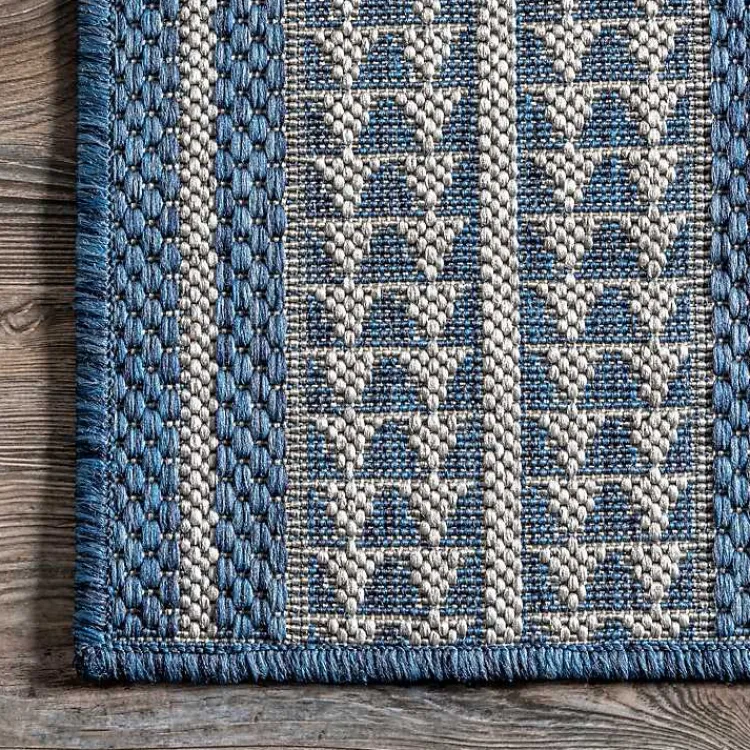 Outdoor Rugs-Kirklands Home Raina Blue Tribal Zig Zag Outdoor Rug, 8x10