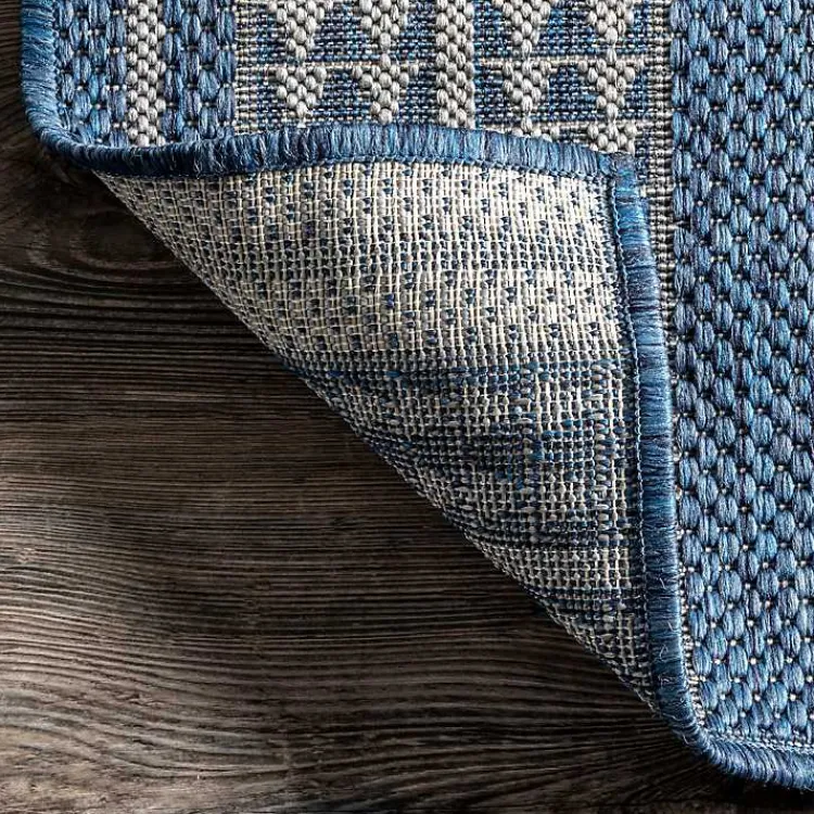 Outdoor Rugs-Kirklands Home Raina Blue Tribal Zig Zag Outdoor Rug, 8x10