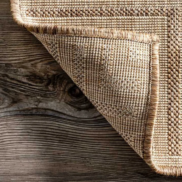 Outdoor Rugs-Kirklands Home Asia Stripe Border Outdoor Rug, 8x10 Brown