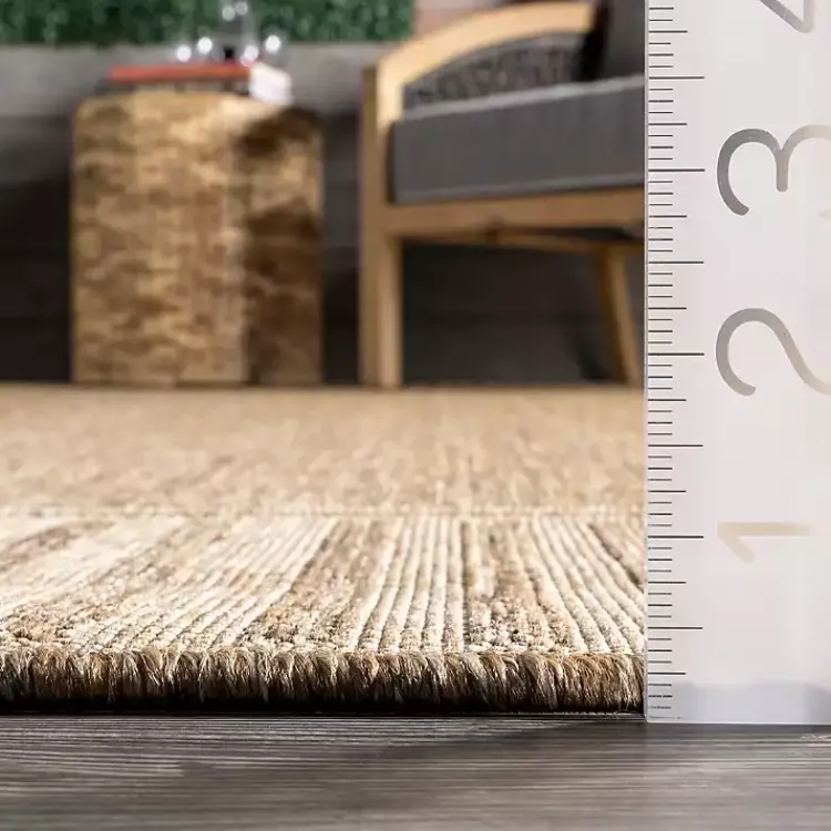 Outdoor Rugs-Kirklands Home Asia Stripe Border Outdoor Rug, 8x10 Brown