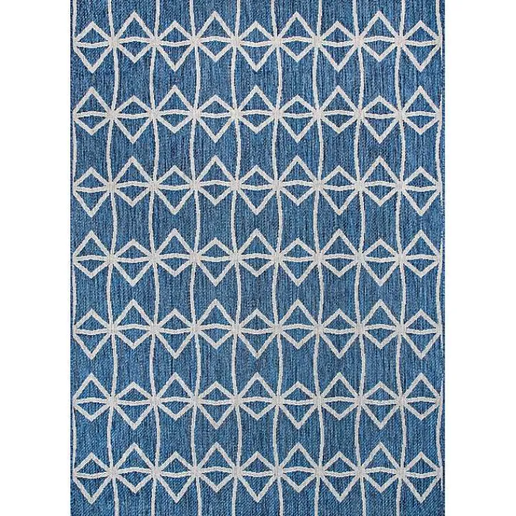 Outdoor Rugs-Kirklands Home Sanford Blue Geometric Shapes Outdoor Rug, 5x8