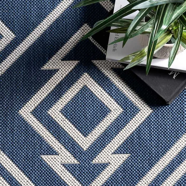 Outdoor Rugs-Kirklands Home Blue Cassie Global Outdoor Area Rug, 5x8