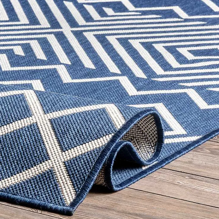 Outdoor Rugs-Kirklands Home Blue Cassie Global Outdoor Area Rug, 5x8