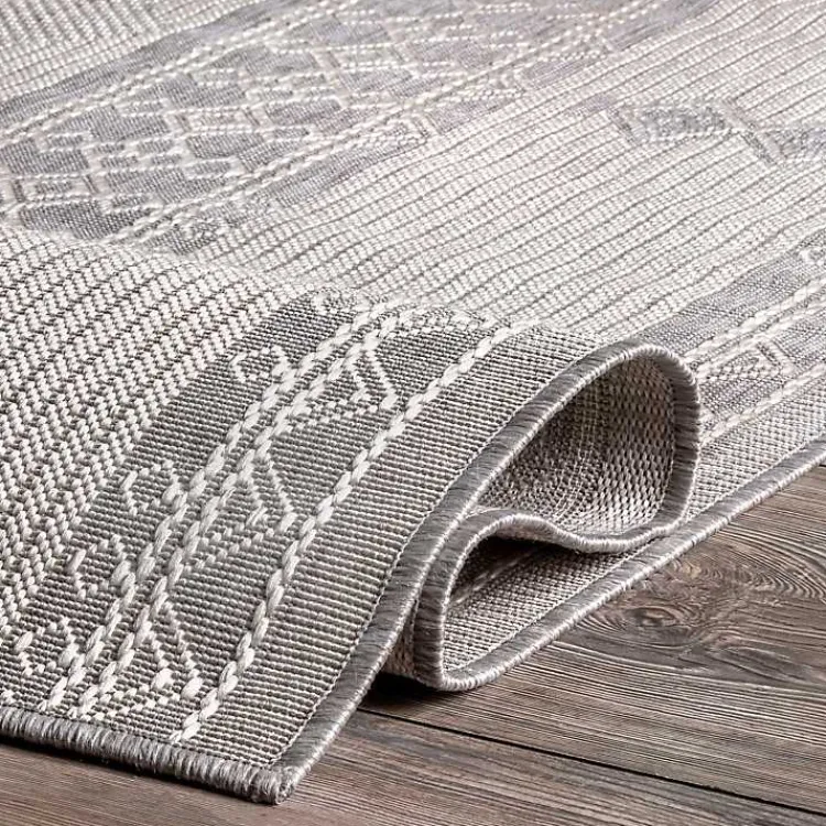 Outdoor Rugs-Kirklands Home Gray Lee Global Stripes Outdoor Area Rug, 5x8