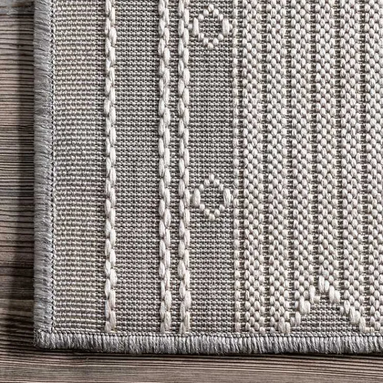 Outdoor Rugs-Kirklands Home Gray Lee Global Stripes Outdoor Area Rug, 5x8