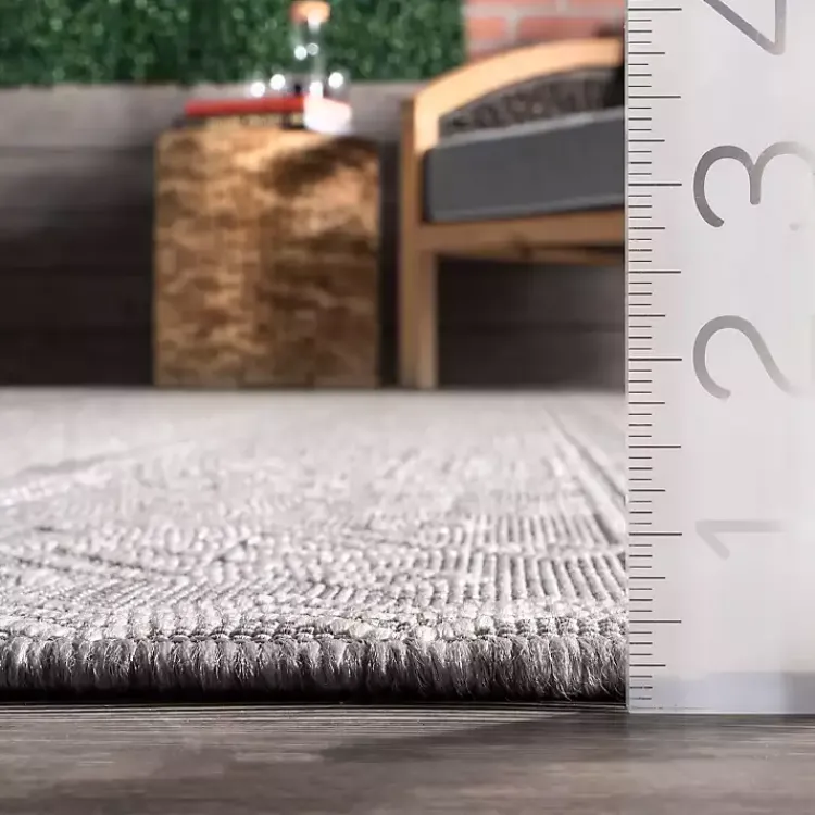 Outdoor Rugs-Kirklands Home Gray Lee Global Stripes Outdoor Area Rug, 5x8