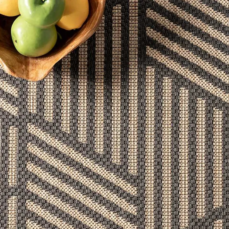 Outdoor Rugs-Kirklands Home Lori Dark Gray Modern Geometric Outdoor Rug, 5x8