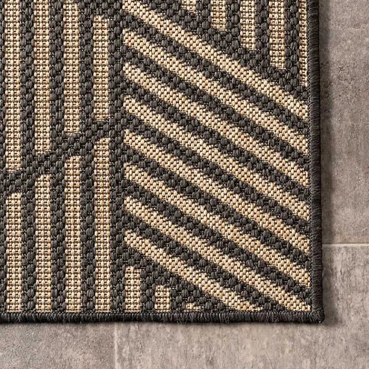Outdoor Rugs-Kirklands Home Lori Dark Gray Modern Geometric Outdoor Rug, 5x8