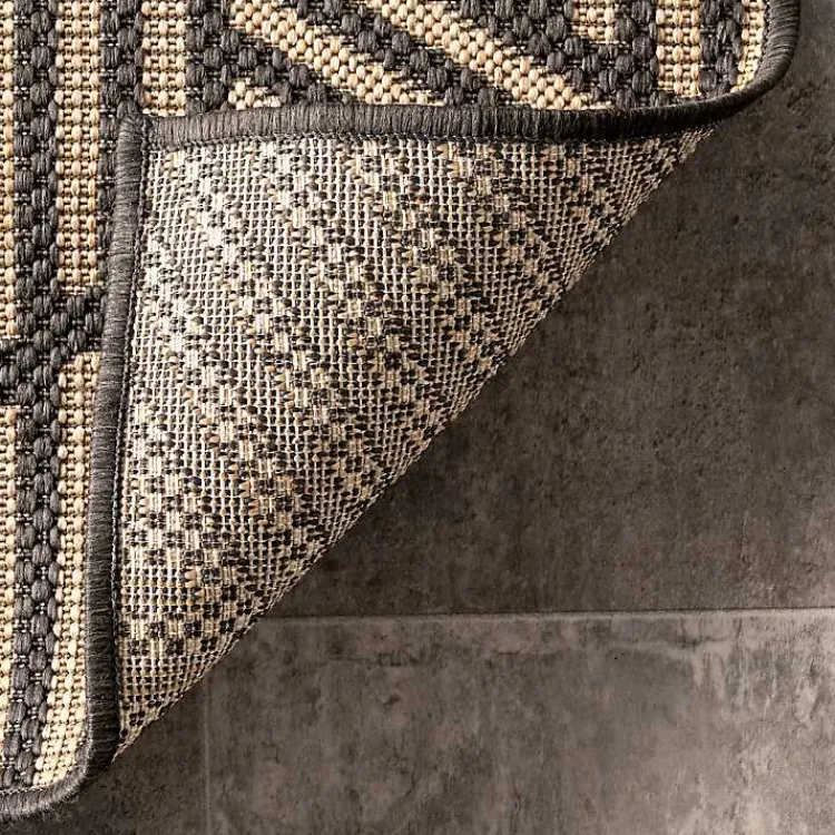 Outdoor Rugs-Kirklands Home Lori Dark Gray Modern Geometric Outdoor Rug, 5x8