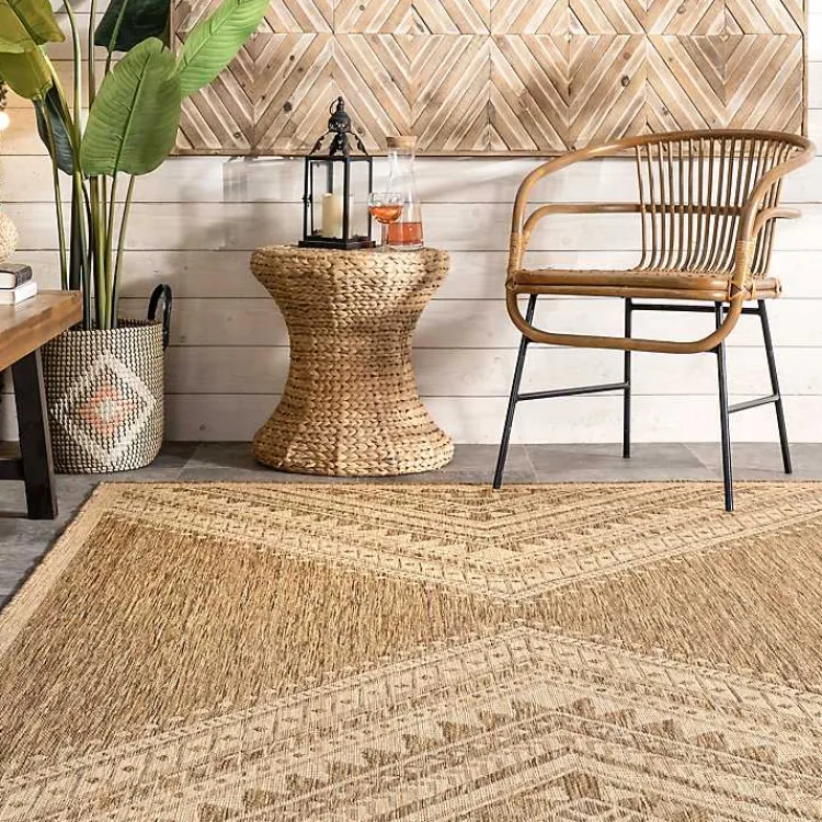 Outdoor Rugs-Kirklands Home Landy Aztec Outdoor Rug, 8x10 Tan