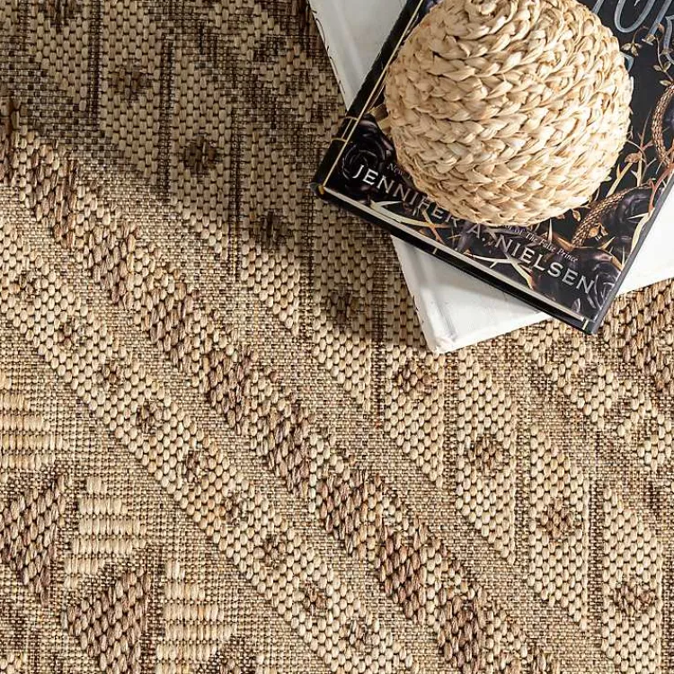 Outdoor Rugs-Kirklands Home Landy Aztec Outdoor Rug, 8x10 Tan