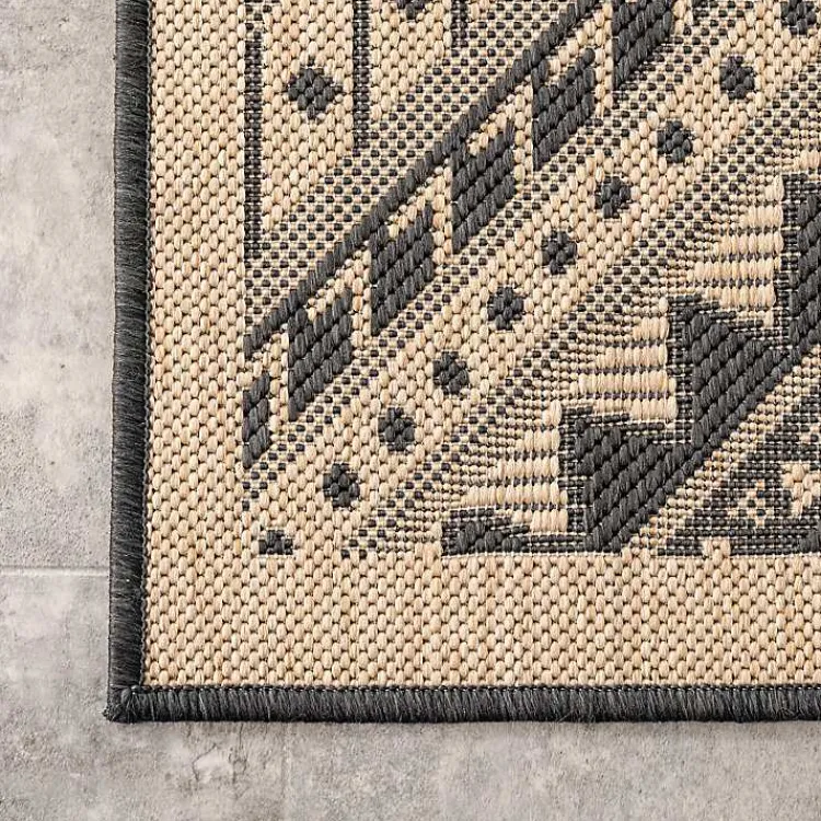 Outdoor Rugs-Kirklands Home Landy Dark Gray Aztec Outdoor Rug, 8x10