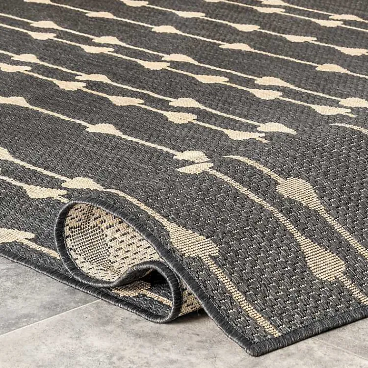 Area Rugs-Kirklands Home Kendall Gray Vertical Teardrop Outdoor Rug, 5x8