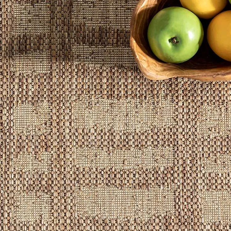 Outdoor Rugs-Kirklands Home Marti Banded Lines Outdoor Rug, 8x10 Tan