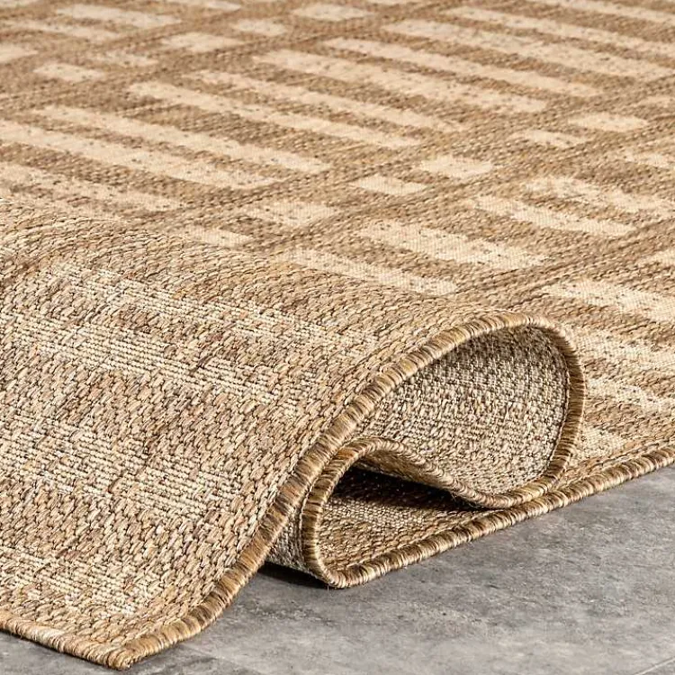 Outdoor Rugs-Kirklands Home Marti Banded Lines Outdoor Rug, 8x10 Tan