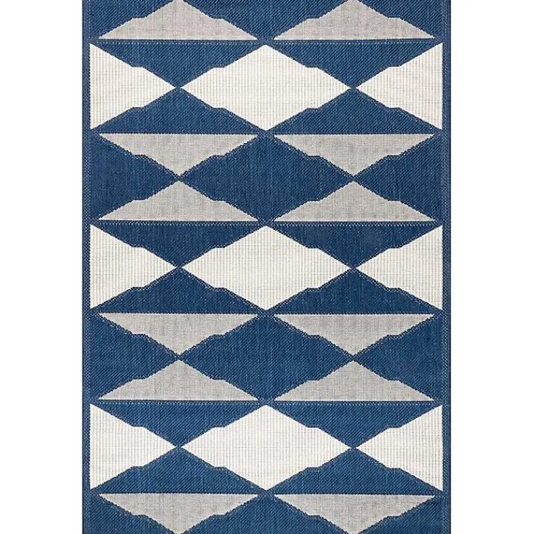 Area Rugs-Kirklands Home Mitchell Blue Geo Diamonds Outdoor Rug, 8x10