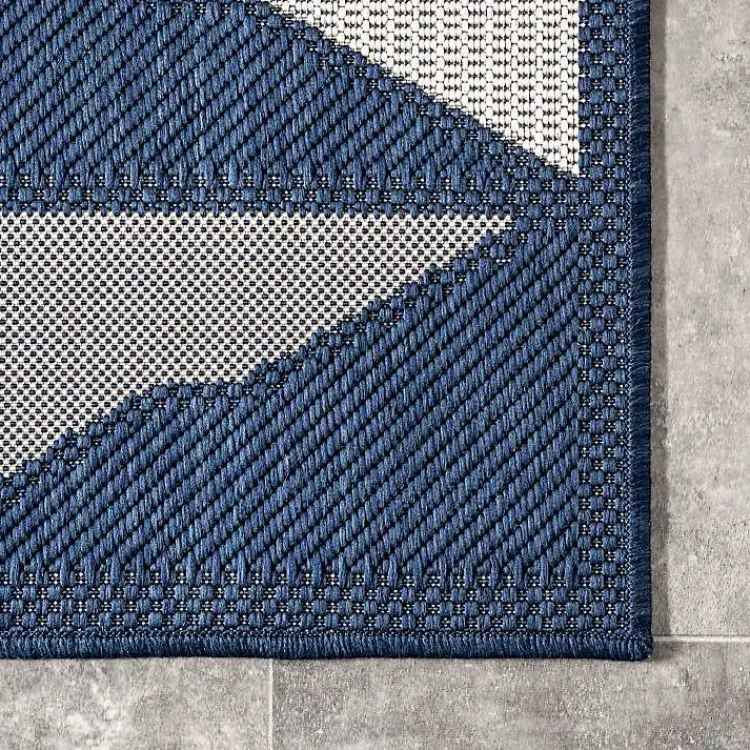 Area Rugs-Kirklands Home Mitchell Blue Geo Diamonds Outdoor Rug, 8x10