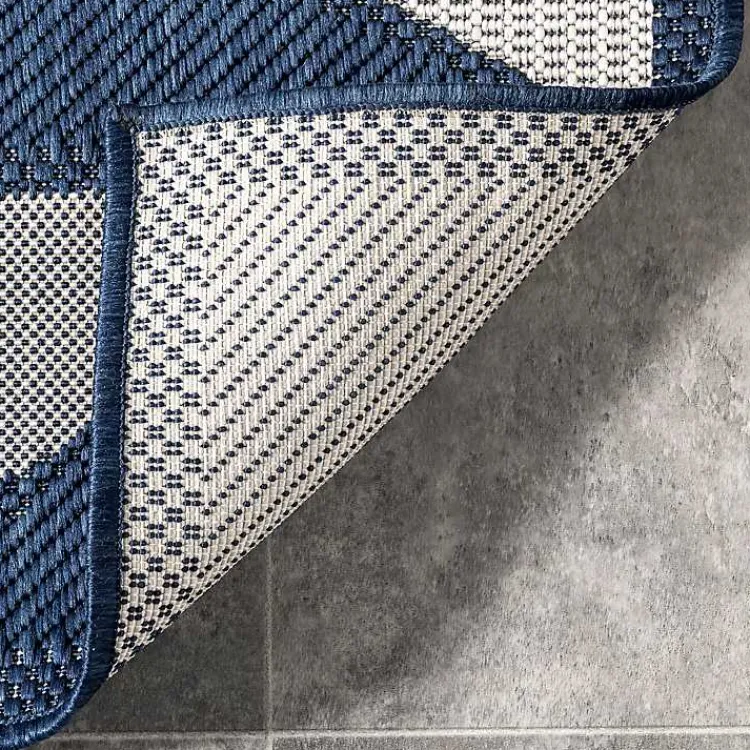 Area Rugs-Kirklands Home Mitchell Blue Geo Diamonds Outdoor Rug, 8x10