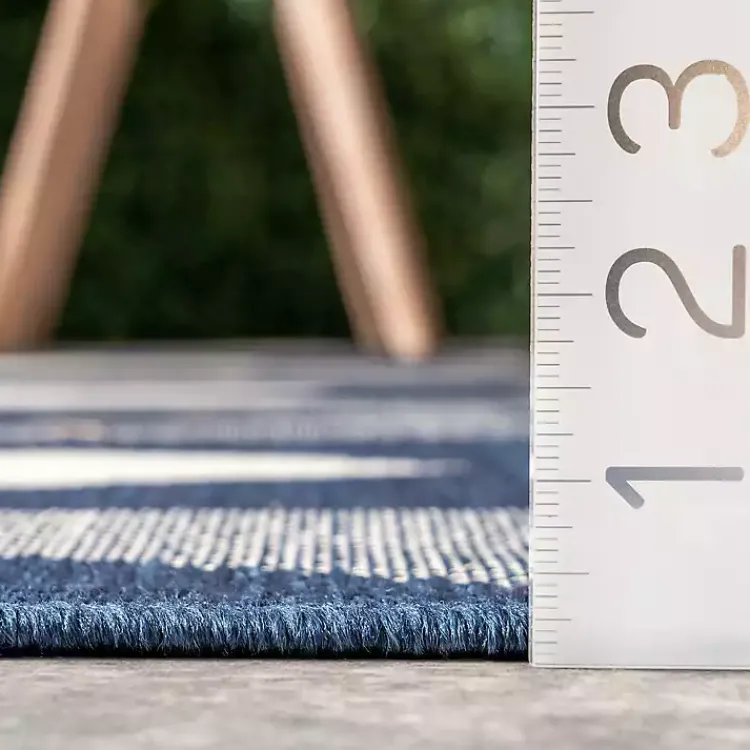 Area Rugs-Kirklands Home Mitchell Blue Geo Diamonds Outdoor Rug, 8x10