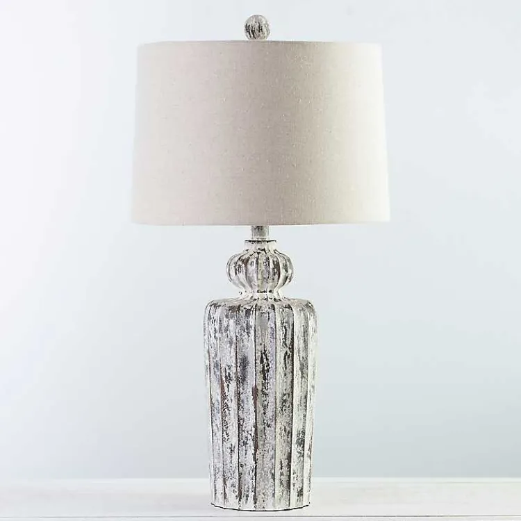 Table Lamps-Kirklands Home Distressed Fluted Tuscany Table Lamp Ivory